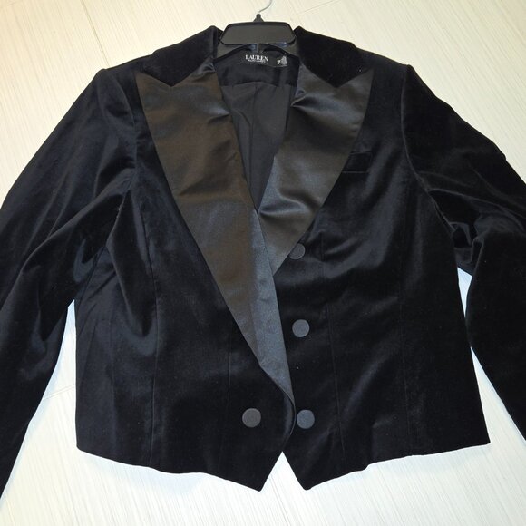 Ralph Lauren Black Velvet Tuxedo Jacket Womens sz 16 - Picture 4 of 4